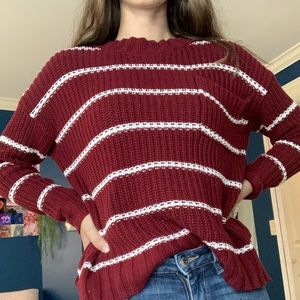 American Eagle red/white stripped sweater